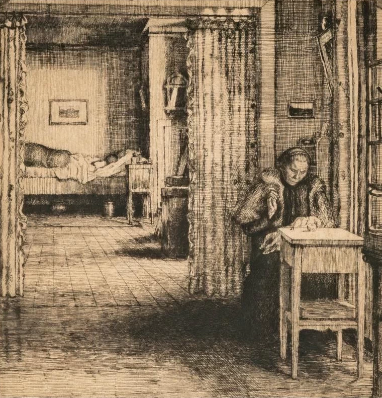 Leopold von Kalckreuth - Donna in un interno